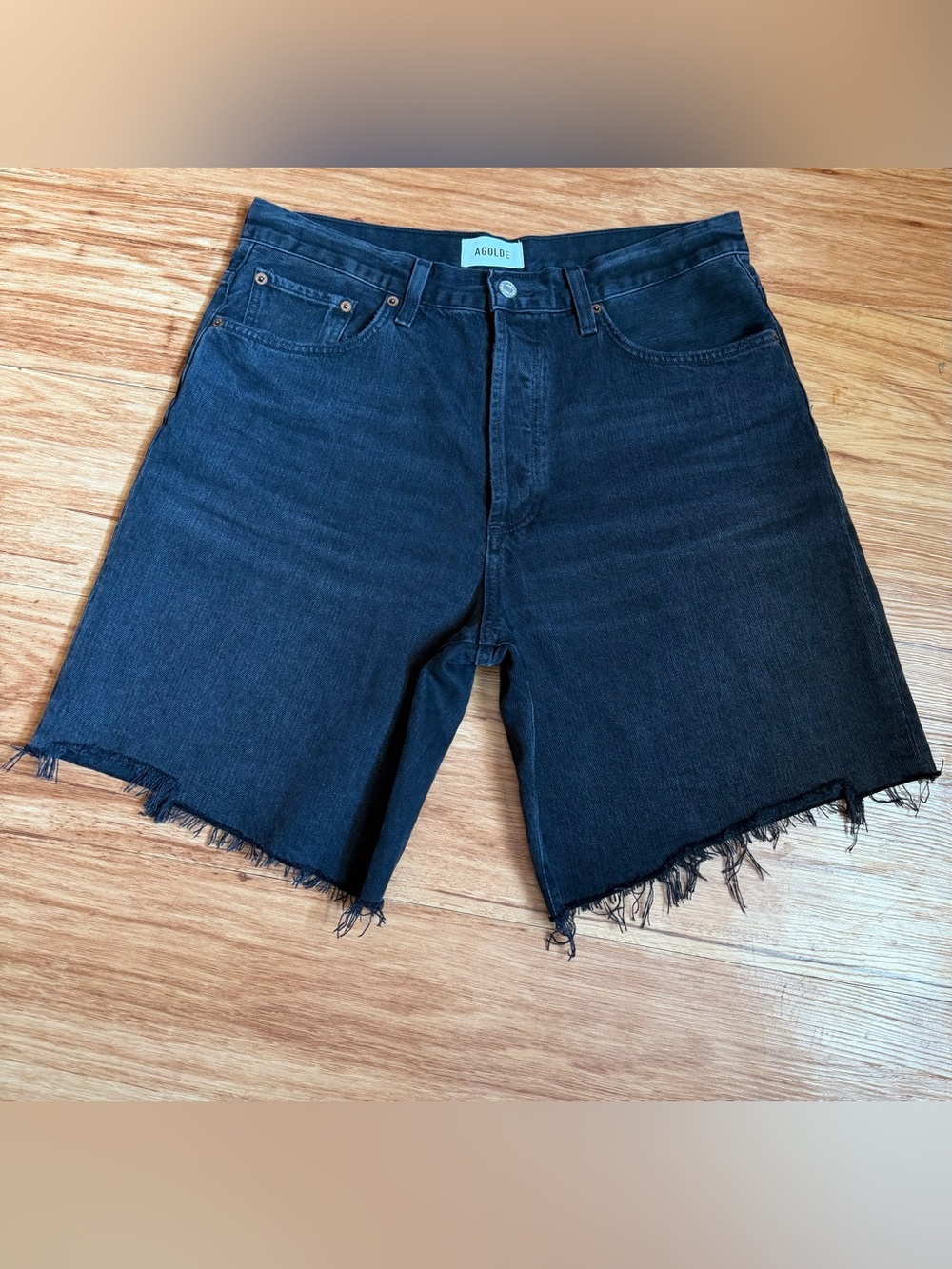 Agolde Black Frayed Hem Men’s Denim Shorts